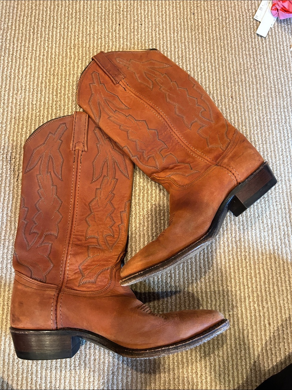 DAN POST MARLBORO Brown Leather Western Cowboy Boots size 8